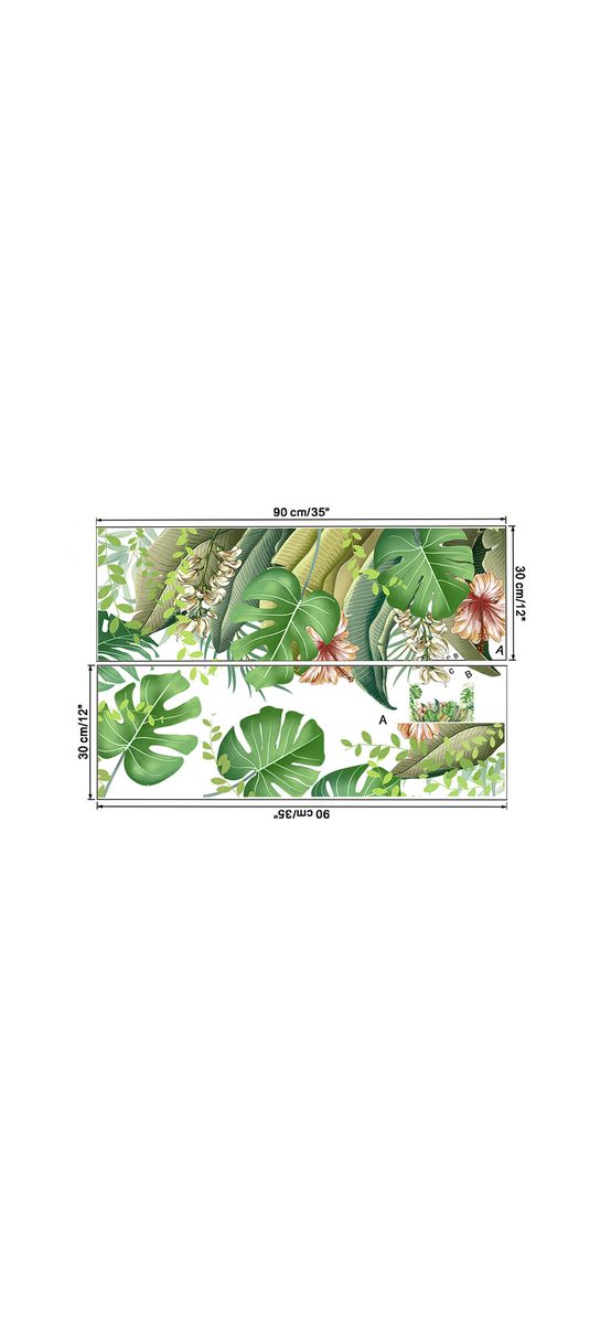 Sticker frunze verzi, Folina KSY76, decor exotic, 120x60 cm