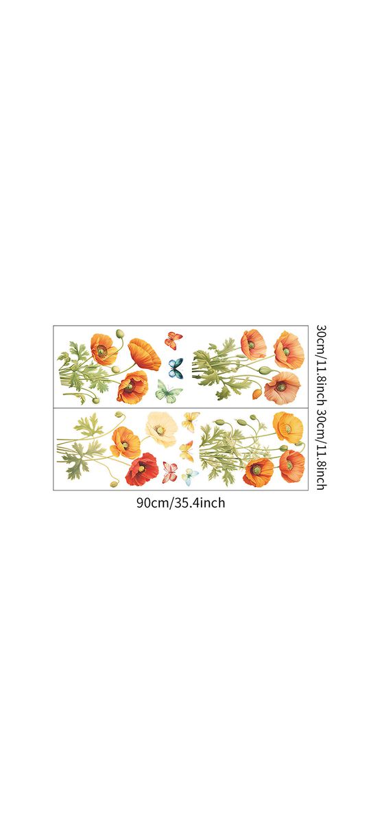 Set stickere Flori de maci şi fluturi coloraţi, decor pentru perete, mobilă, geam