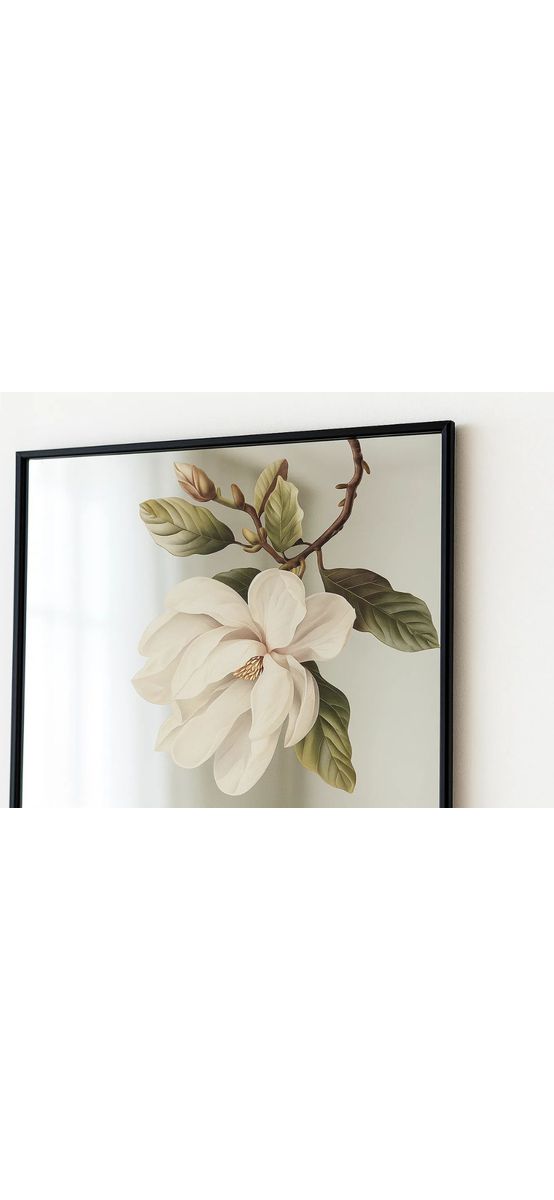 Set 3 stickere magnolie crem electrostatice pentru sticlă și oglindă, 27x25 cm