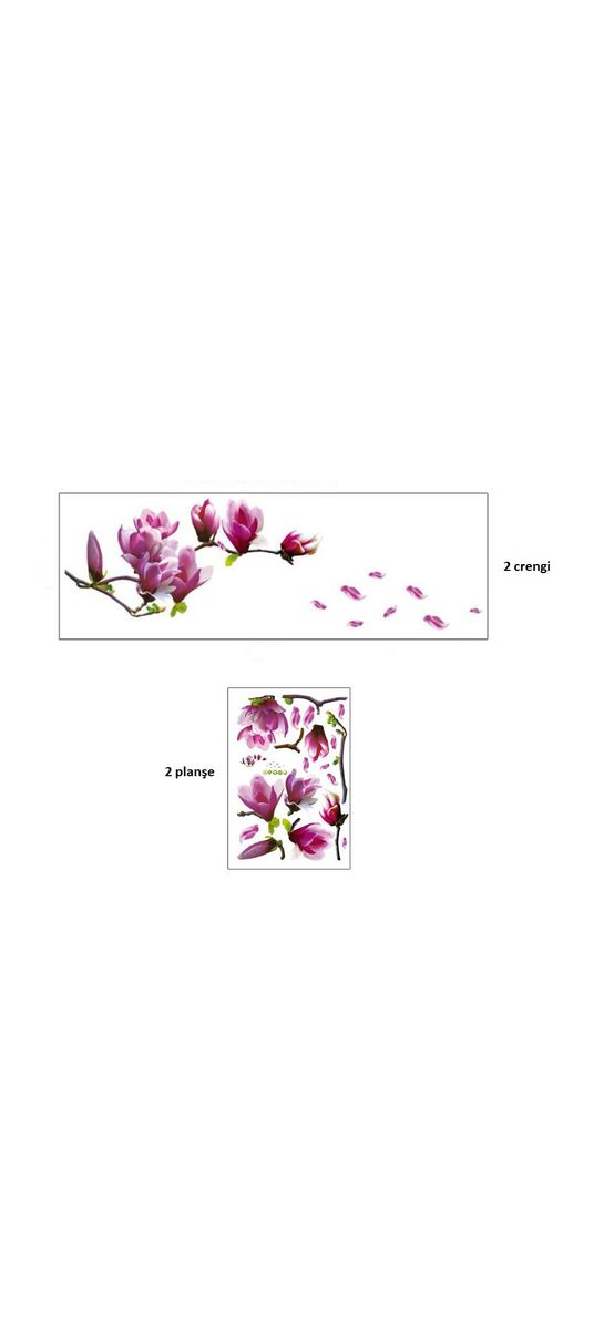 Stickere flori, 2 crengi cu magnolii înflorite
