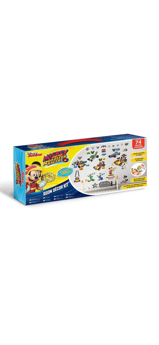 Set Stickere Mickey şi piloţii de curse, Walltastic, decorațiune multicoloră, stickere autoadezive
