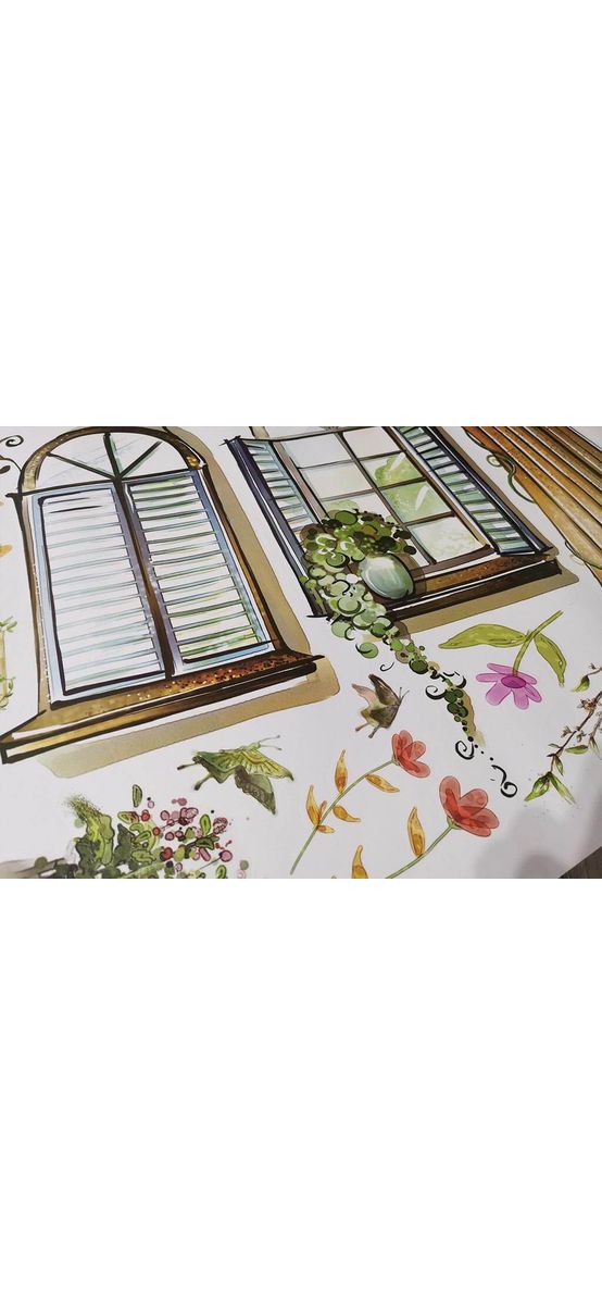 Sticker perete Fereastră, Folina, decor vintage