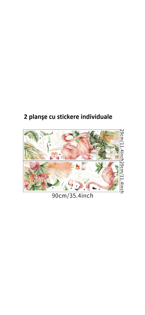 Stickere flori exotice şi păsări flamingo