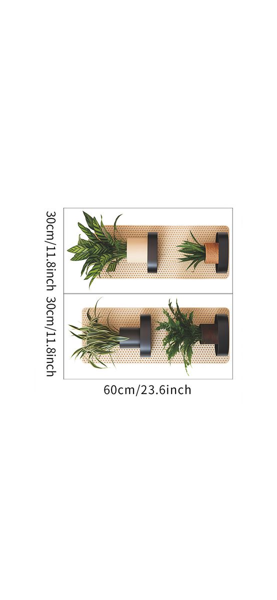 Stickere decorative Poliţe verticale cu plante verzi – pentru holuri și spații mici, 2 planşe 30x60 cm
