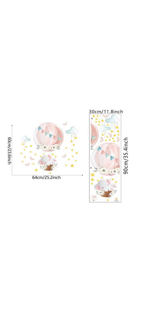 Sticker cameră bebe, Balon roz printre steluţe