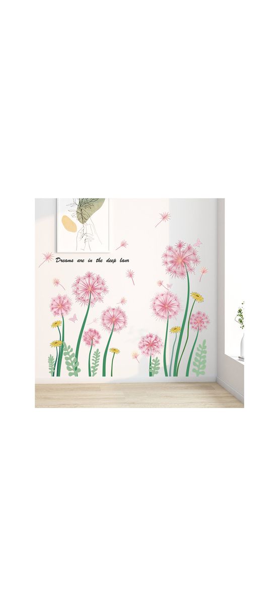 Stickere flori mari, decor cu păpădii roz