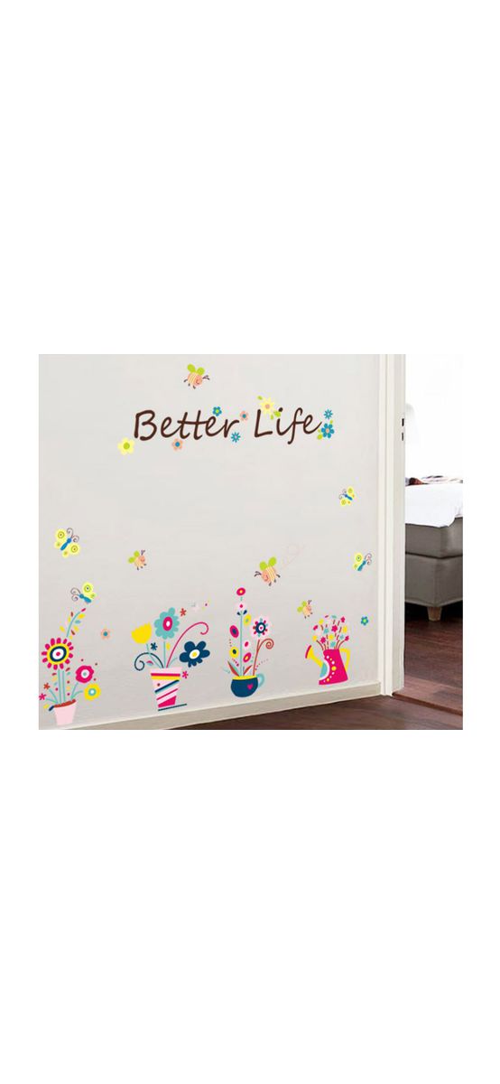 Sticker perete Better Life, Folina, decor floral multicolor