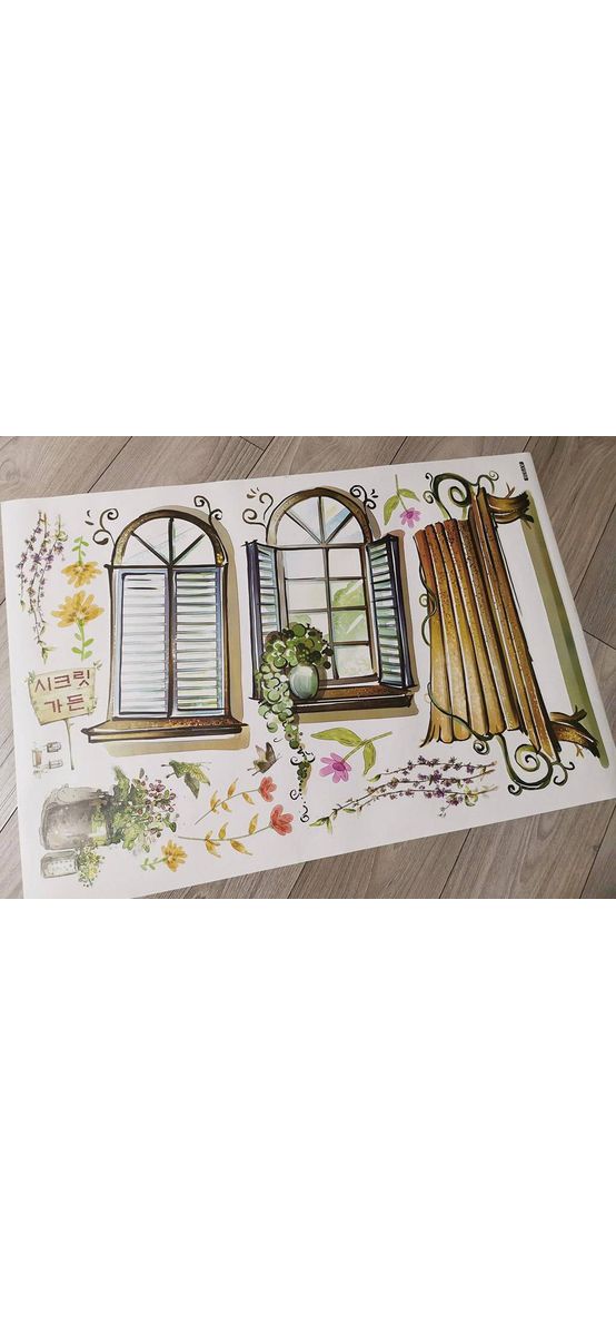 Sticker perete Fereastră, Folina, decor vintage