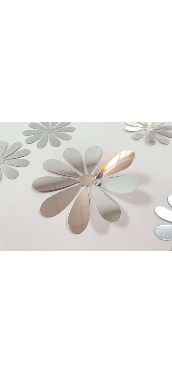 Stickere 3D Flori argintii, Folina, efect metalic - set 12 bucăţi