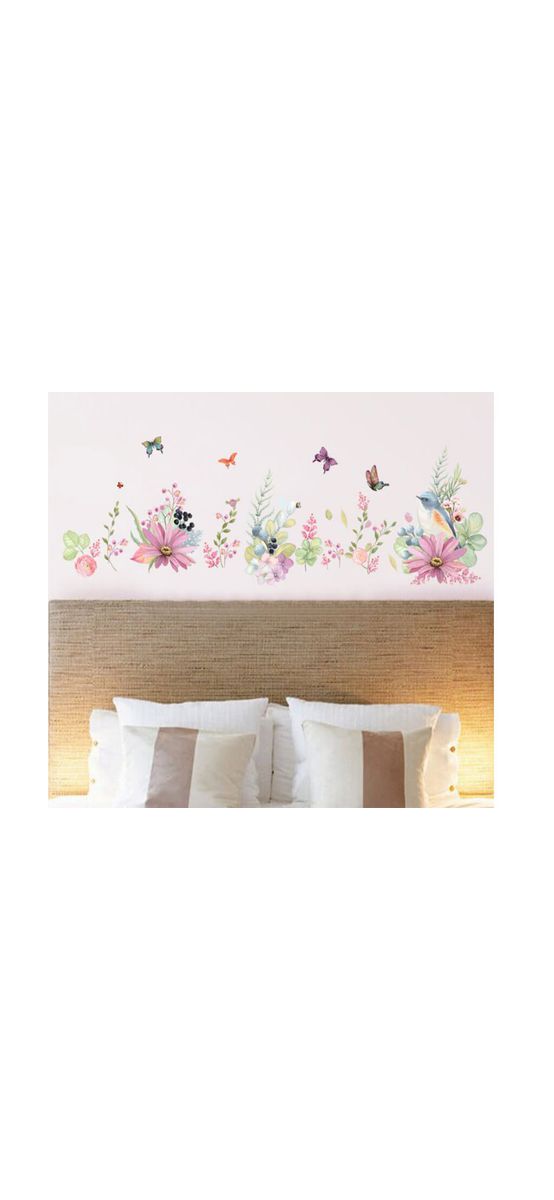 Sticker perete Jardin, Folina, decor flori watercolor