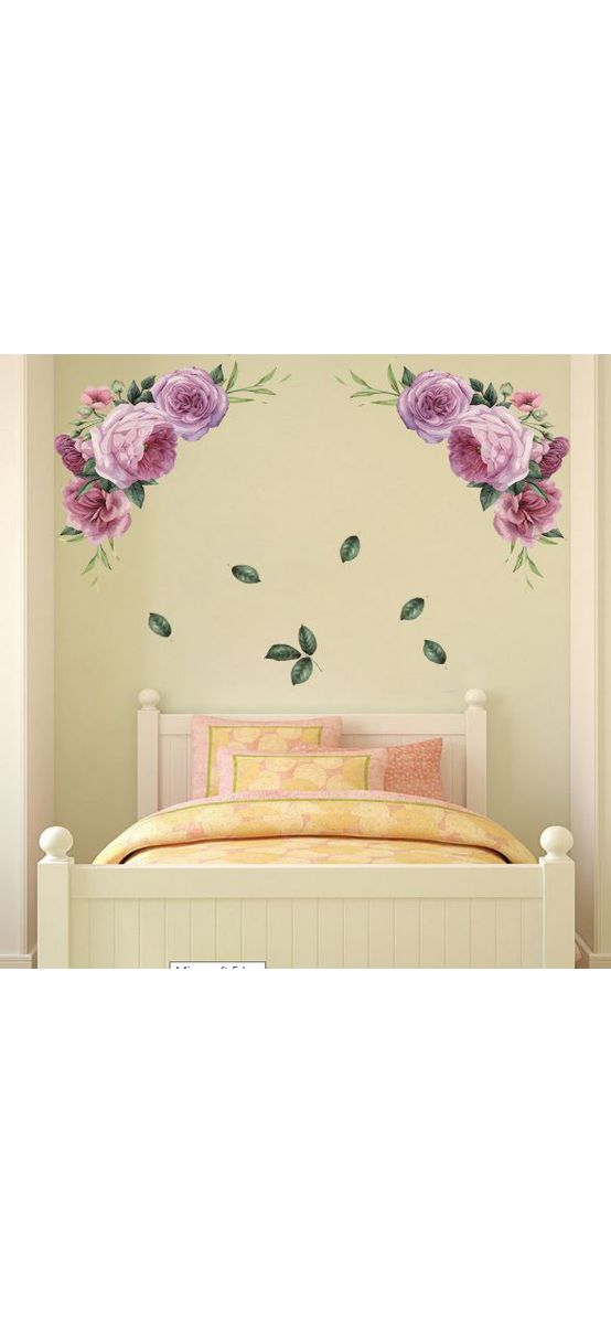 Stickere perete, Folina, model floral mov, 50x70 cm