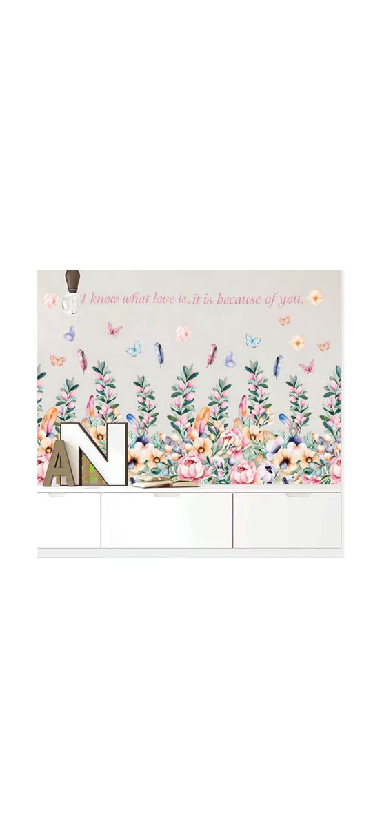 Stickere flori Blossom, Folina, bordură decorativă cu flori pastel watercolor, 84 cm