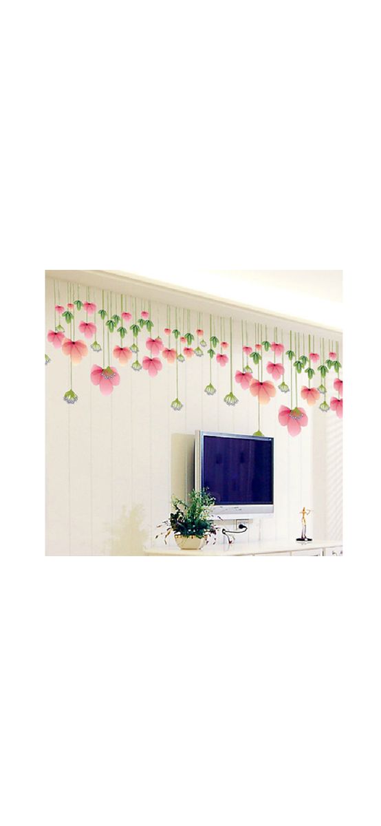 Stickere perete, Folina, decor flori roz