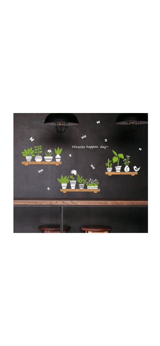 Stickere decorative, Folina, poliţă cu plante verzi