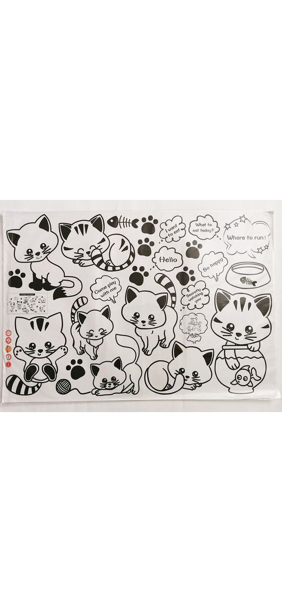 Sticker grafic Pisici, Folina, autoadeziv, negru