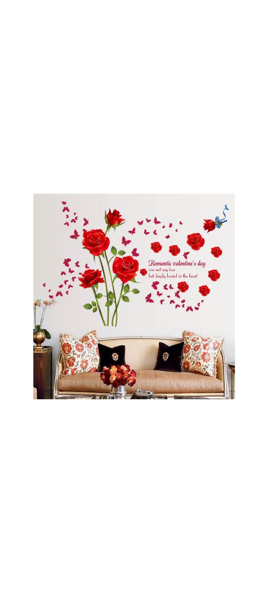 Stickere flori, Folina, trandafiri roşii, decor cu flori şi fluturi