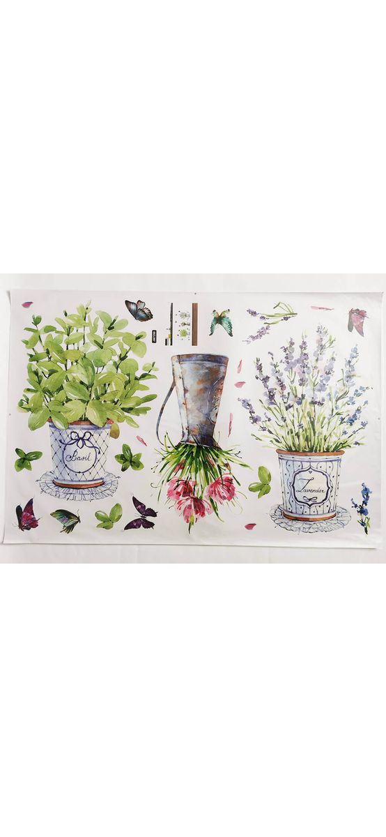 Sticker Ghivece cu flori, Folina, model watercolor