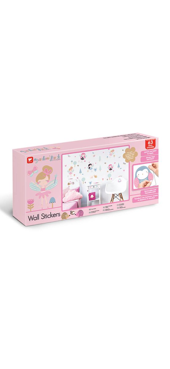 Set Stickere zâne Woodland Fairies, Walltastic, decorațiune pentru copii, set 63 stickere autoadezive