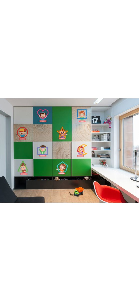 Sticker pentru copii cu forme geometrice, Folina, colorat, 100x60 cm, racletă de aplicare inclusă
