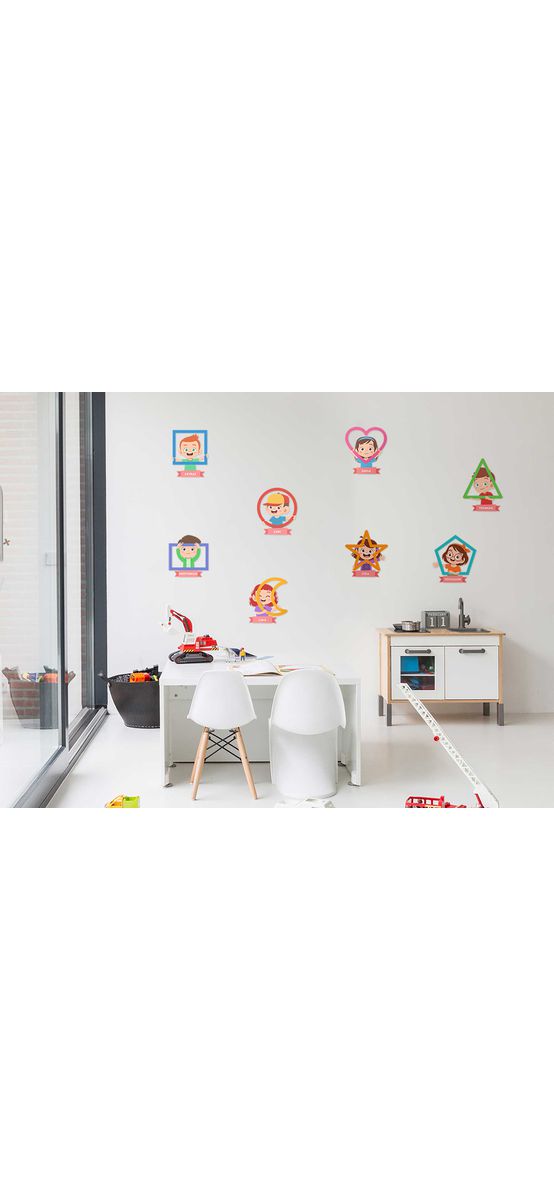 Sticker pentru copii cu forme geometrice, Folina, colorat, 100x60 cm, racletă de aplicare inclusă