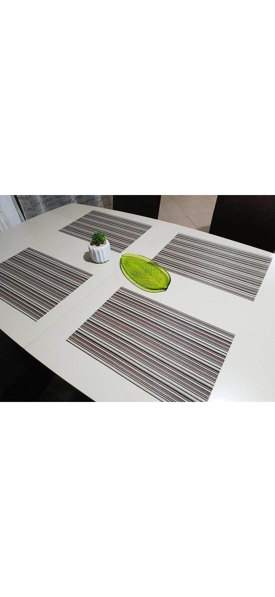 Suport farfurii din pvc cu linii maro Lines, 45x30 cm