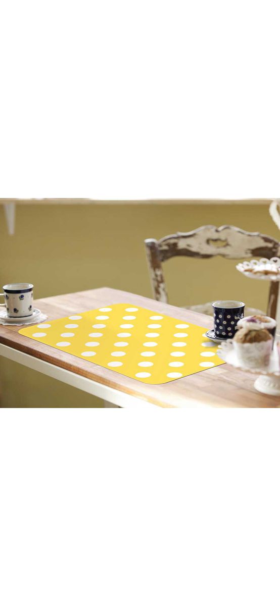 Suport farfurie masă Venito, d-c-fix, PVC, imprimeu buline, galben, 29 x 44 cm