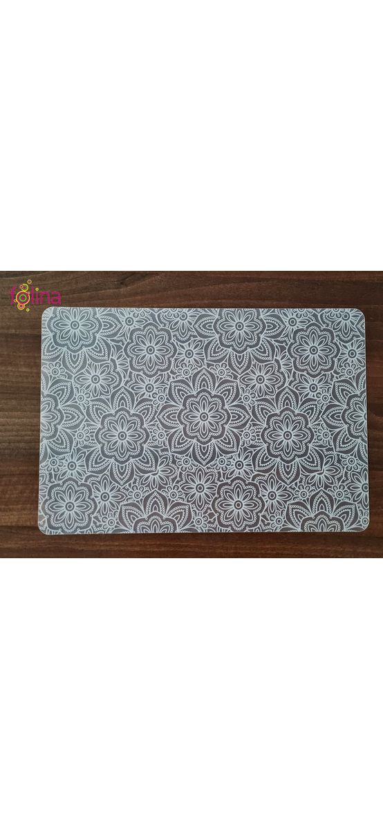 Suport farfurii masă Sienna, d-c-fix, PVC transparent cu floral, alb, 29 x 44 cm