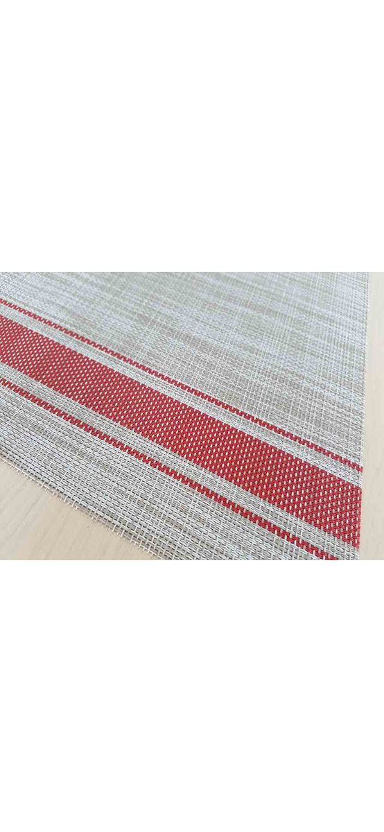 Suport farfurie masă Rita, Folina, gri cu dungi roșii, 45 x 30 cm, set 2 bucati