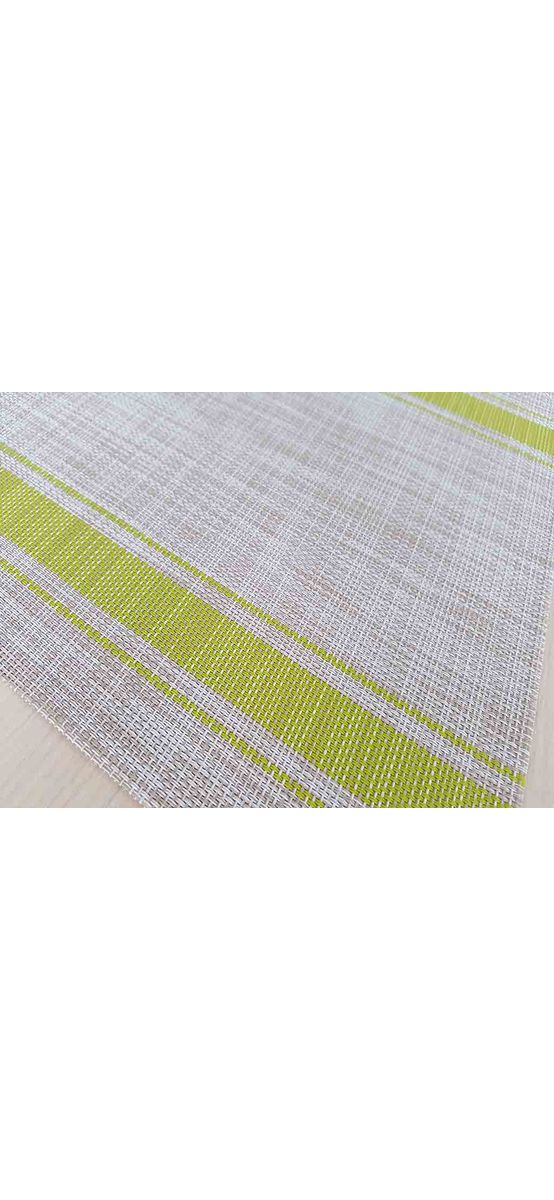 Suport farfurie masă Rita, Folina, pvc gri cu dungi verzi, 45 x 30 cm- set 2 bucati