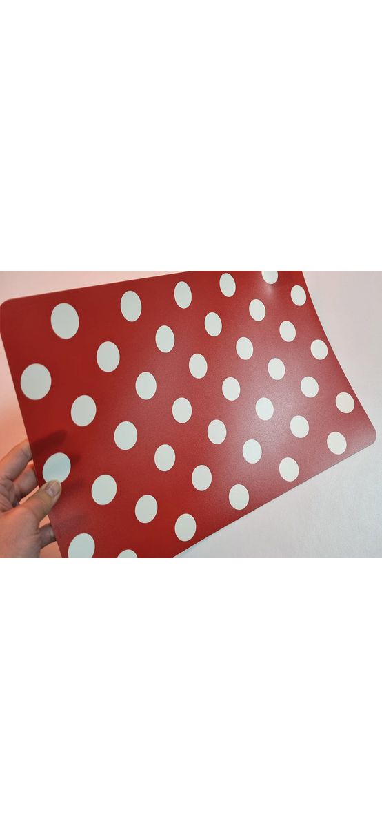 Suport farfurie masă Venito, d-c-fix, PVC, roşu cu buline albe, 29x44 cm