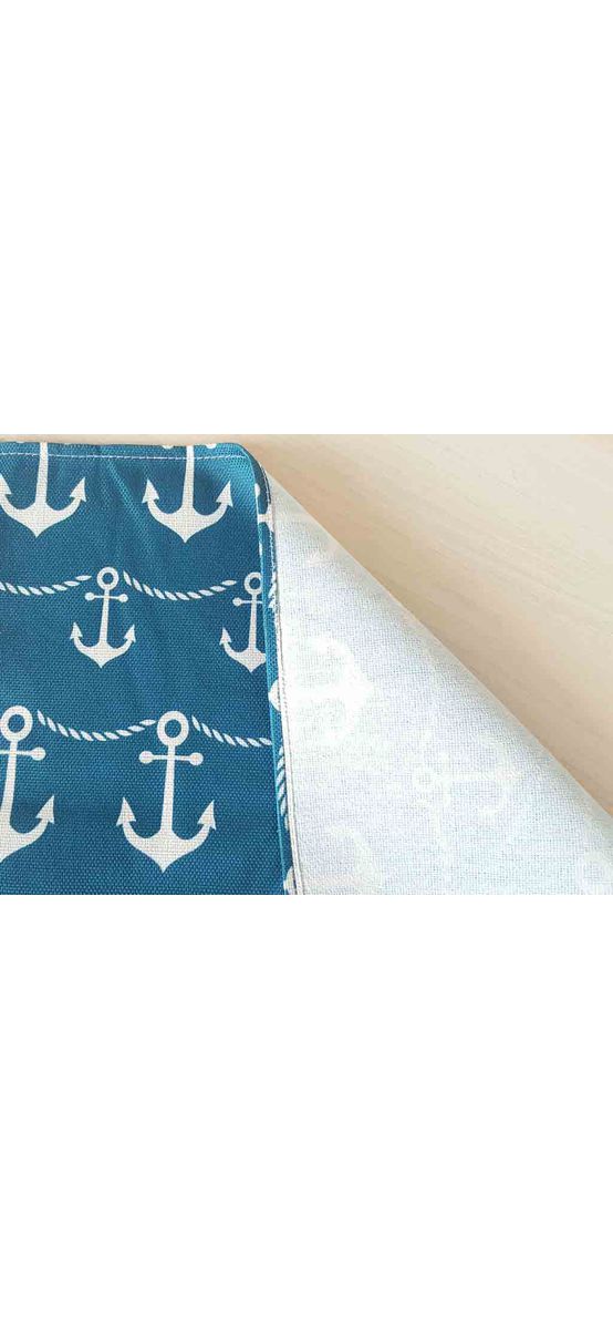 Set 7 bucati suport farfurie textil, Folina, imprimeu cu ancore, turcoaz, 42 x 30 cm