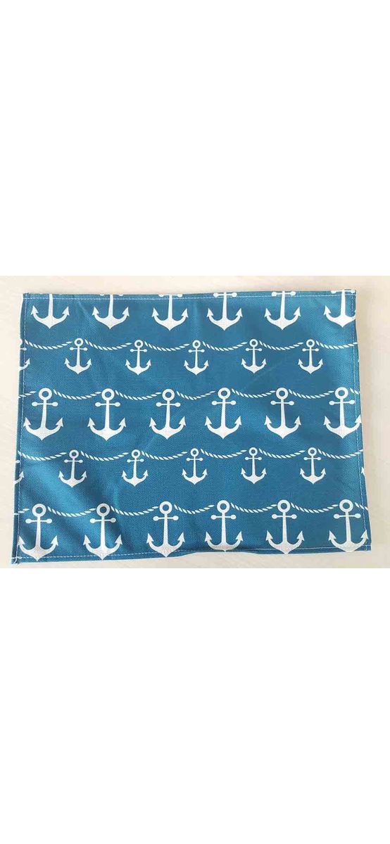 Set 7 bucati suport farfurie textil, Folina, imprimeu cu ancore, turcoaz, 42 x 30 cm