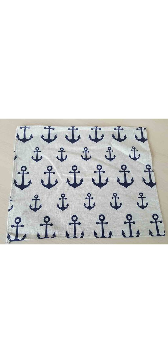 Set 4 Suport farfurie textil, Folina, imprimeu cu ancore albastre, 42 x 30 cm