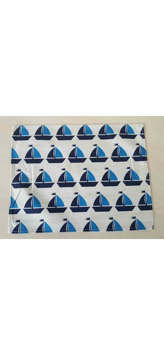 Set 6 Suport farfurie textil, Folina, imprimeu cu bărci albastre, 42 x 30 cm