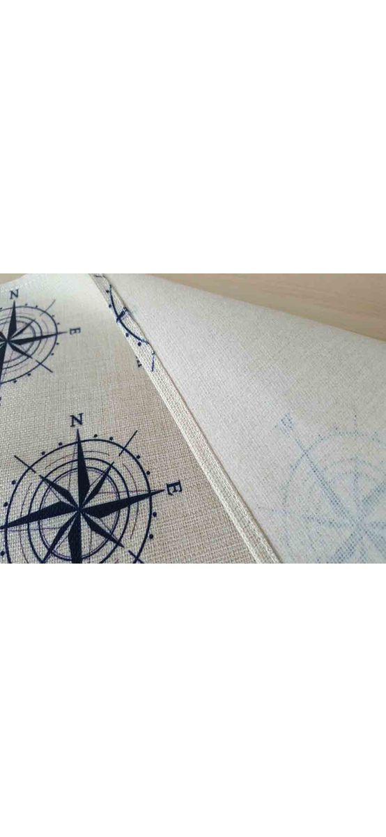 Set 7 Suport farfurie textil, Folina, imprimeu cu busole, bej, 42 x 30 cm