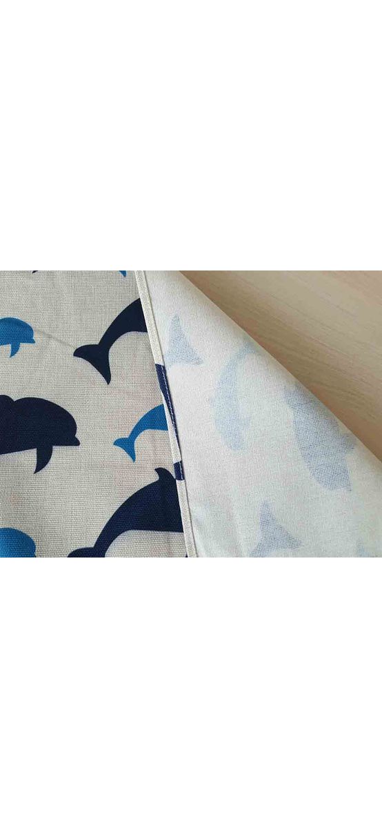 Set 6 Suport farfurie textil, Folina, imprimeu cu delfini albastri, 42x30 cm