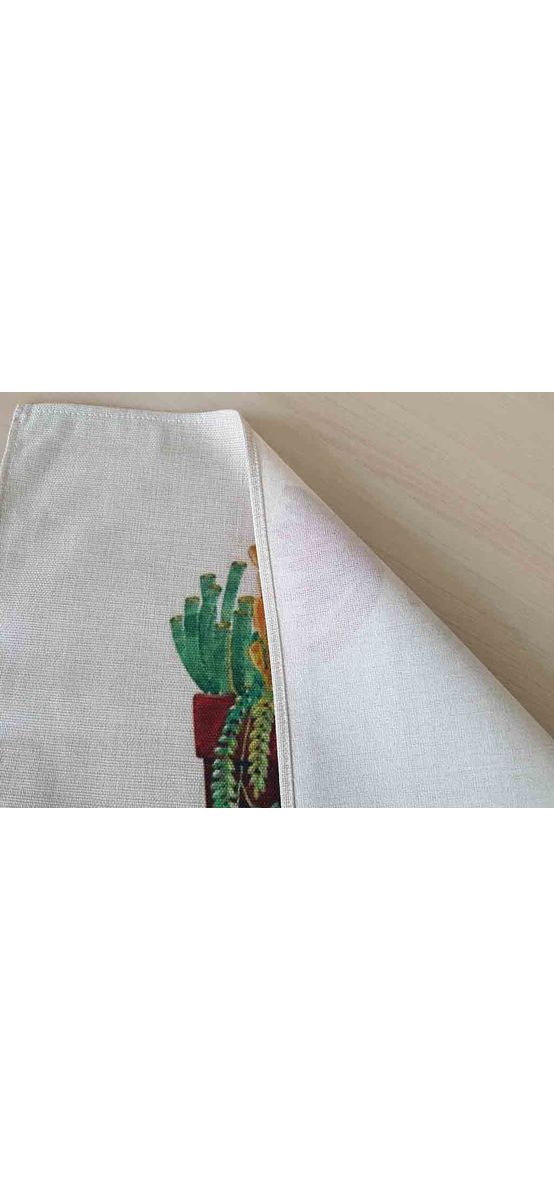 Set 6 Suport farfurie textil, Folina, imprimeu ghiveci cu flori, multicolor, 42x30 cm