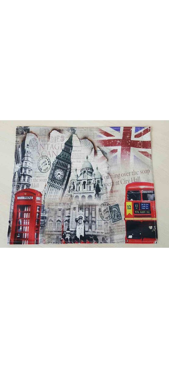 Suport farfurie textil, Folina, imprimeu cu orașul Londra, multicolor, 42 x 30 cm