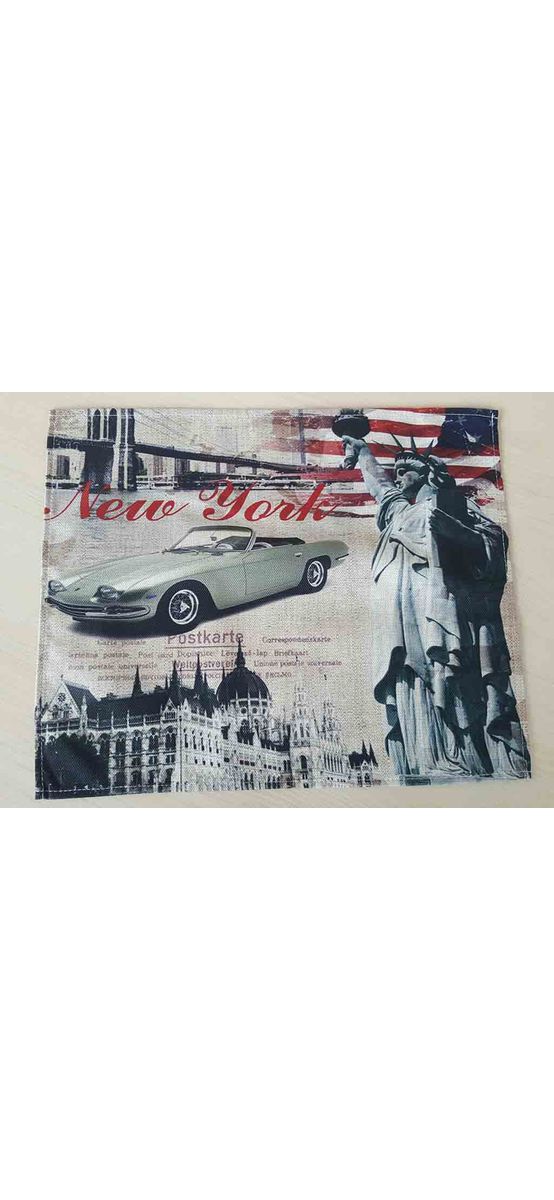 Set 6 Suport farfurie textil, Folina, imprimeu cu orașul New York, 42 x 30 cm