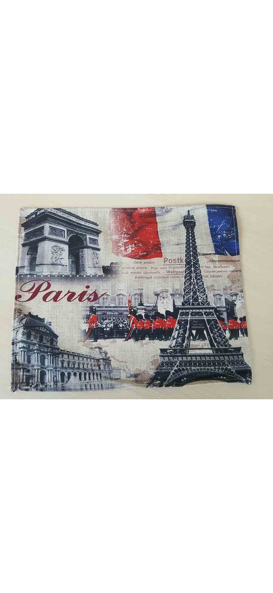 Set 6 Suport farfurie textil, Folina, imprimeu cu orașul Paris, multicolor, 42 x 30 cm