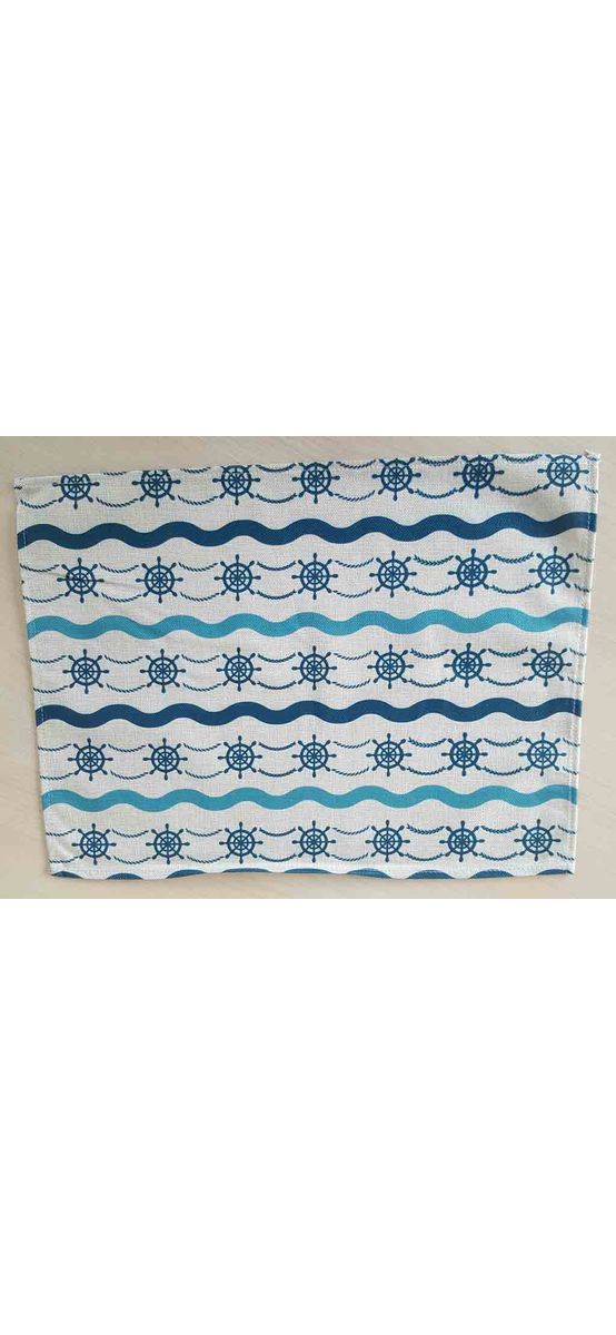 Set 6 Suport farfurie textil, Folina, imprimeu cu tematică marină, 42 x 30 cm