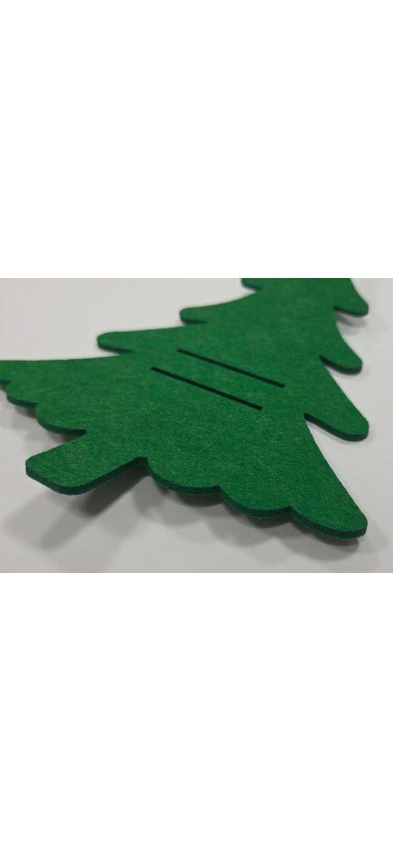 Set 12 suporturi tacâmuri din pâslă verde, model brad de Crăciun - decor masă festivă