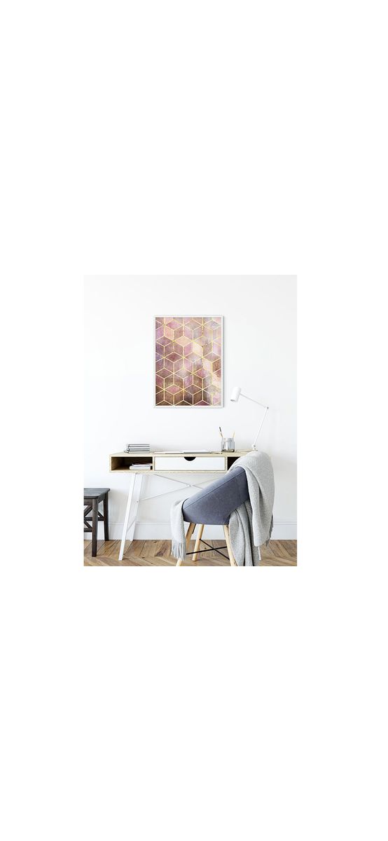 Tablou modern Mosaik Rosso, Komart Art Poster, în ramă din lemn alb şi protecţie din plexiglass, 30x40 cm