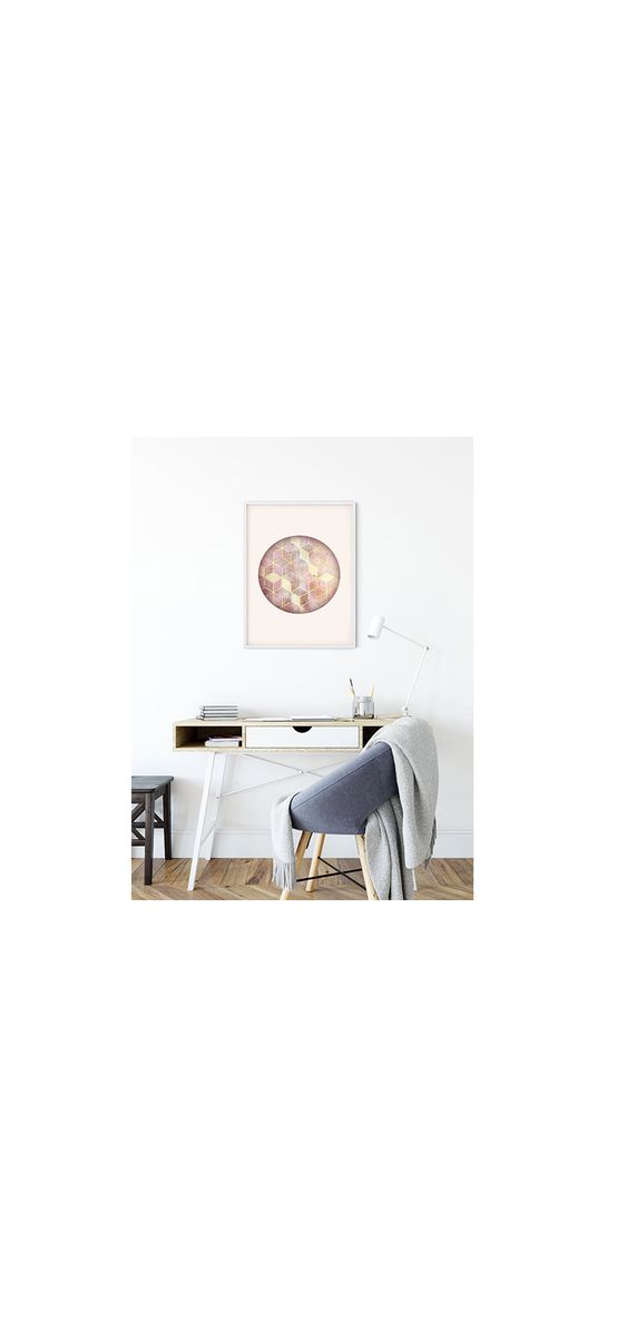 Tablou modern Mosaik Circle Rosso, Komart Art Poster, în ramă din lemn alb şi protecţie din plexiglass, 40x50 cm