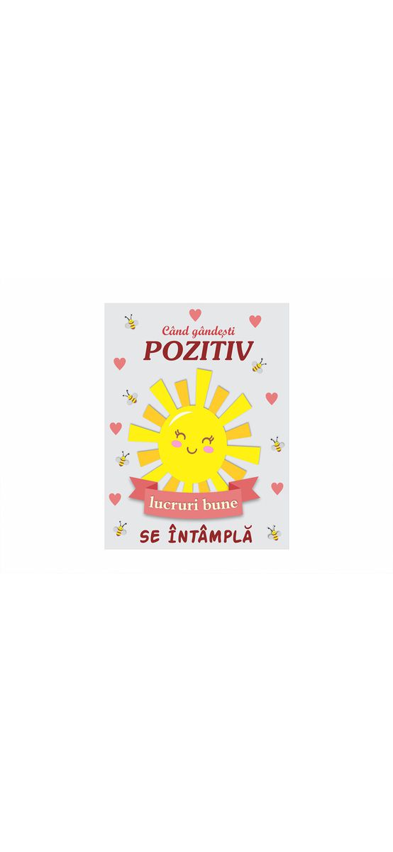 Tablou mesaj motivaţional Gândeşte pozitiv, Folina, decorațiune cu text, dimensiune tablou 40x30 cm