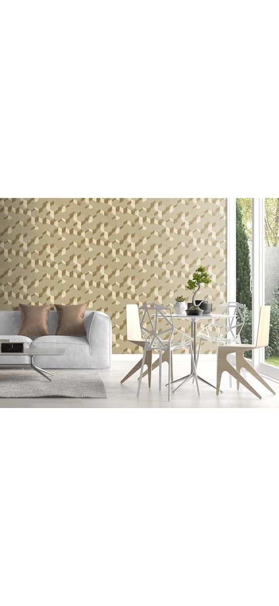 Tapet 3D, Ugepa, model hexagoane bej auriu, Galactik L97002