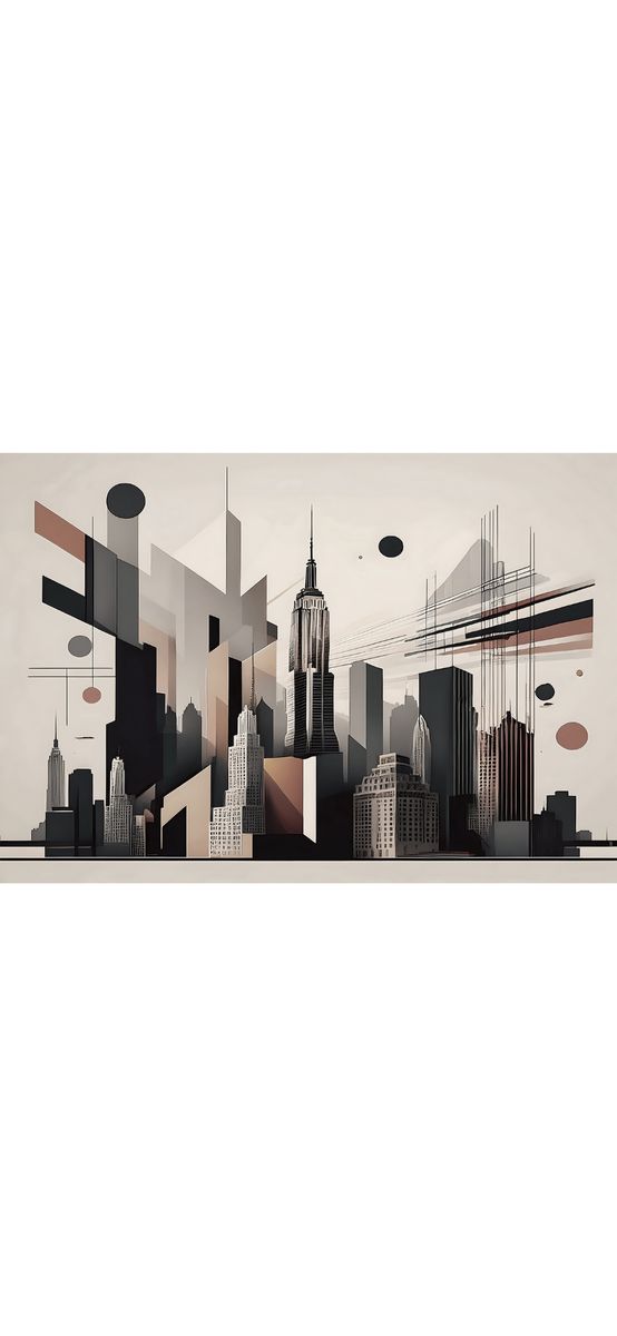 Fototapet peisaj urban, New York Cityscape, design grafic în nuanțe de maro, 416x254 cm