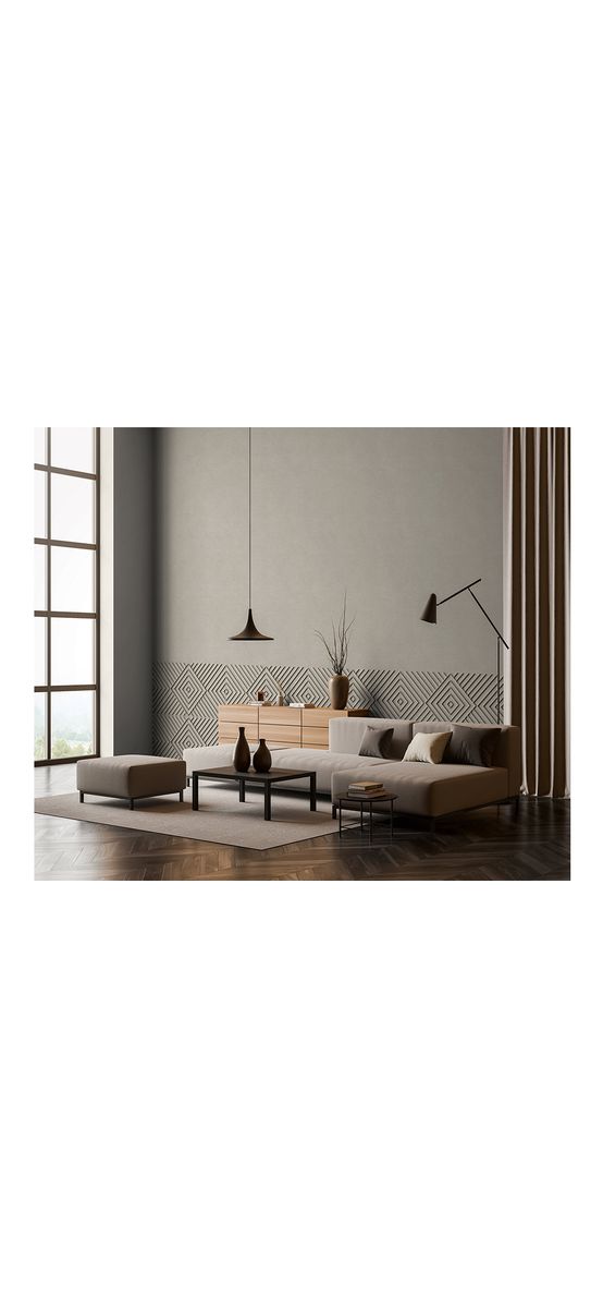 Tapet 3D romburi taupe, gri maro, Marburg Kyoto 34484, vlies, rolă de 0.53x10 metri