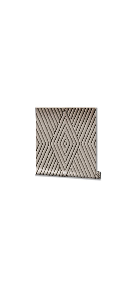 Tapet 3D romburi taupe, gri maro, Marburg Kyoto 34484, vlies, rolă de 0.53x10 metri