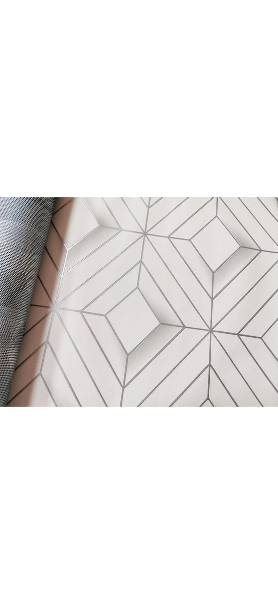 Tapet modern alb, Ugepa, model geometric cu linii argintii, Galactik L61400